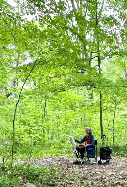 Painting in the woods at Circle R Ranch